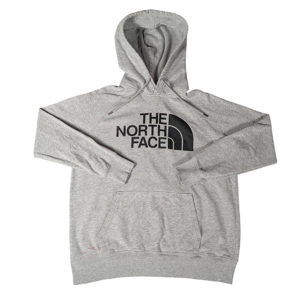 The North‎ Face Womens Light Gray Logo Pullover Hoodie Sweatshirt Regular Fit